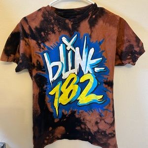 Blink-182 Hand Bleached Black Band Tee Shirt Size Small